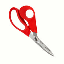 Red-handled comforgel corona scissors on a white background