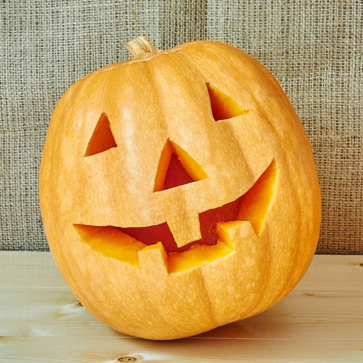 A carved Howden's Field pumpkin with a toothy grin.